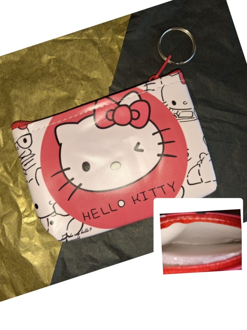 Hello Kitty White and Pink Zip Pouch Keyring